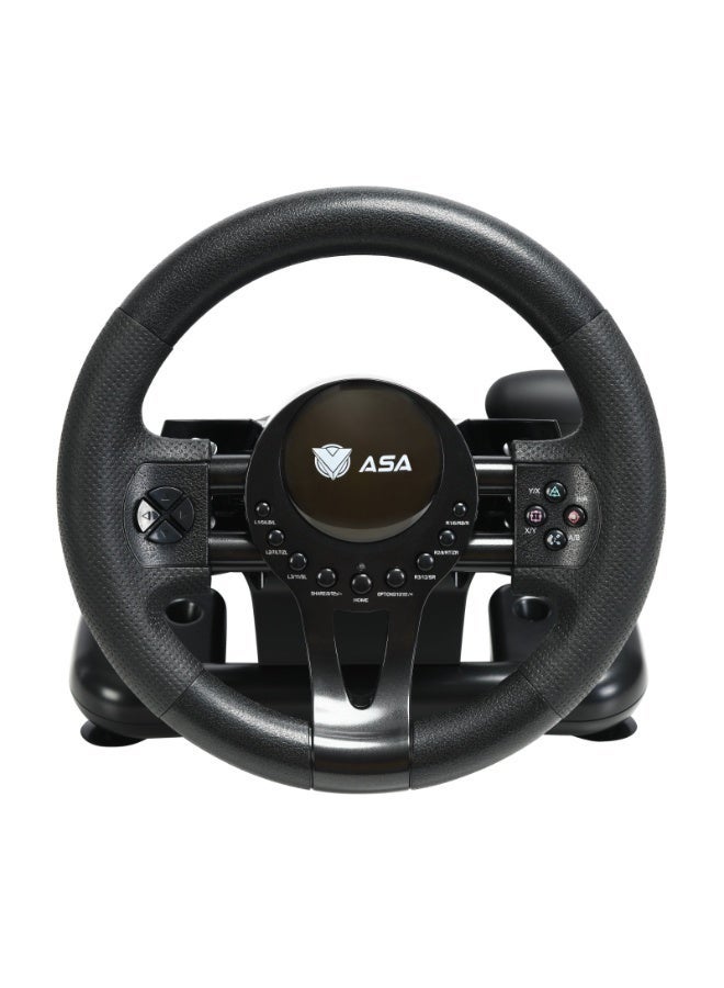 ASA A500 6-in-1 Gaming Racing Wheel with Pedals & Gear Shifter – Dual-Motor Vibration, 180° Rotation – Compatible with PC, PS4, PS3, Xbox One, Xbox 360, Switch, and Android - Image 2